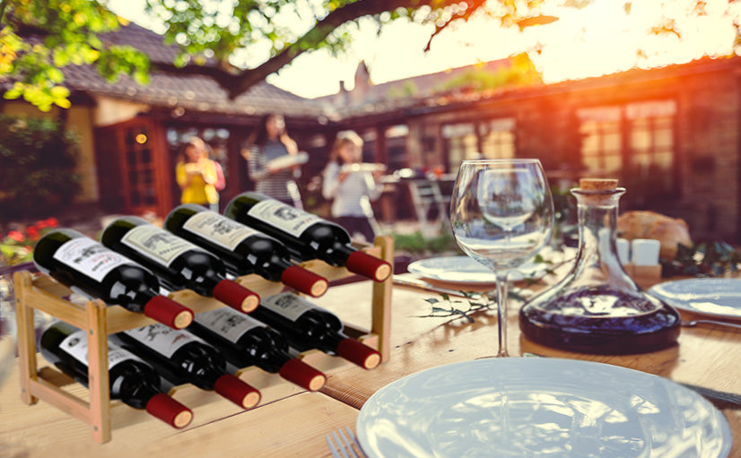 2-Tier Wooden Wine Storage Rack (Holds 8 Bottles)