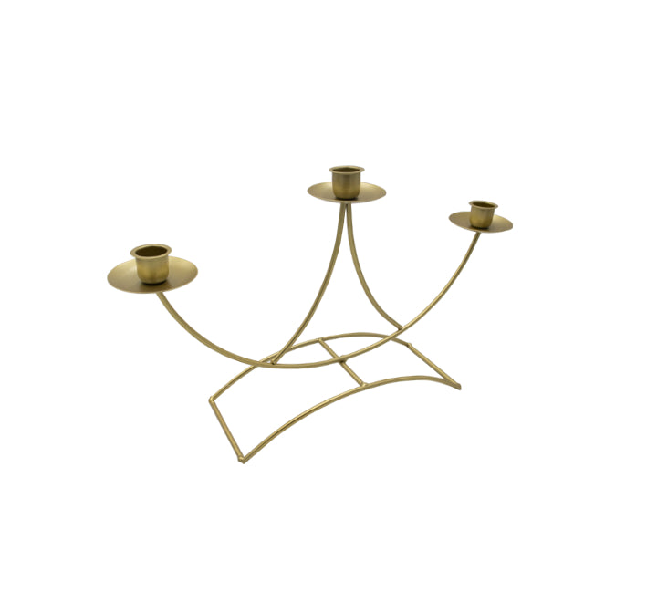 3 Holder Candle Stand Gold - 24cm