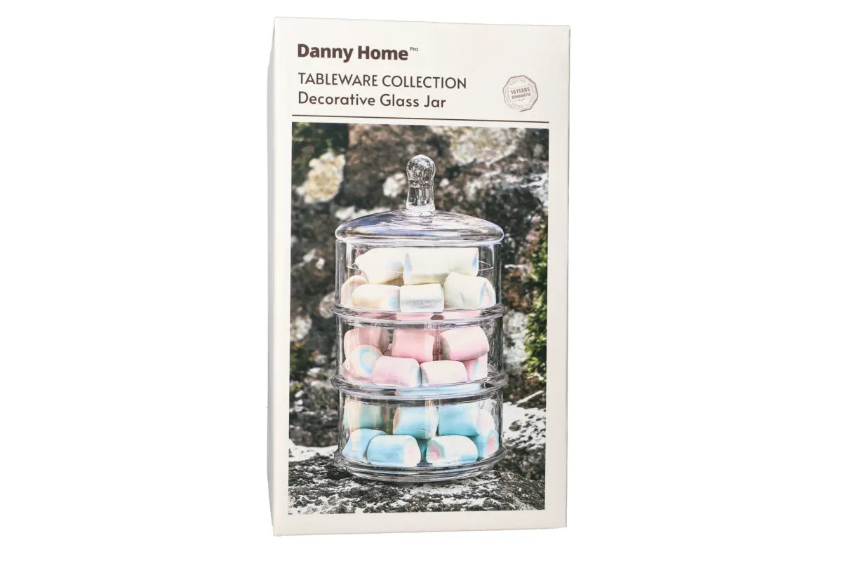 3 Layer Glass Sweet Jar (22cm)