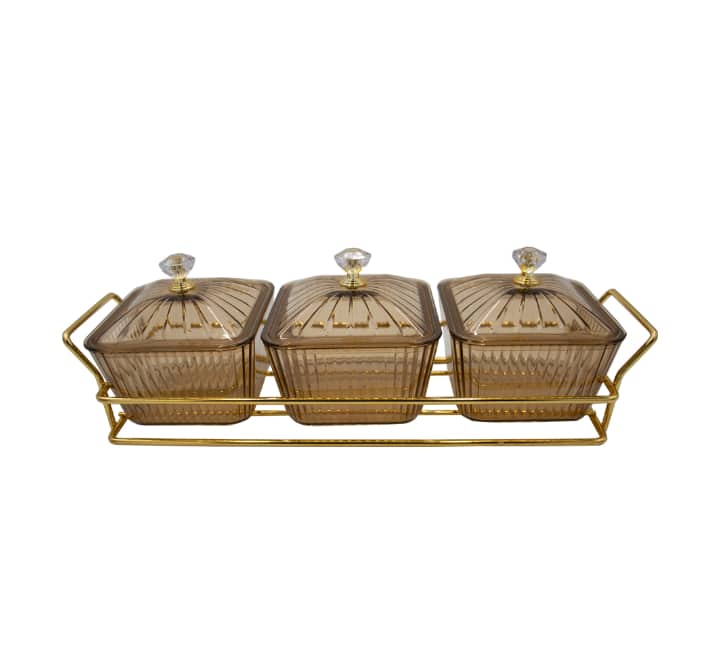 3 Piece Snack Serving Stand Gold