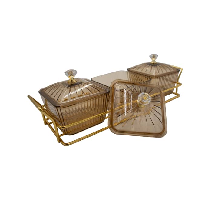 3 Piece Snack Serving Stand Gold