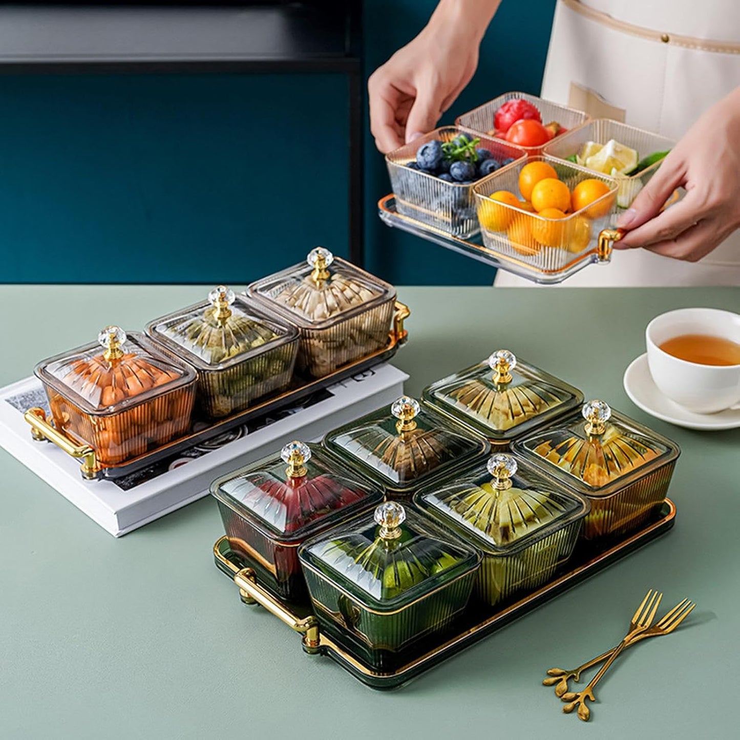 3 Piece Snack Serving Stand Gold