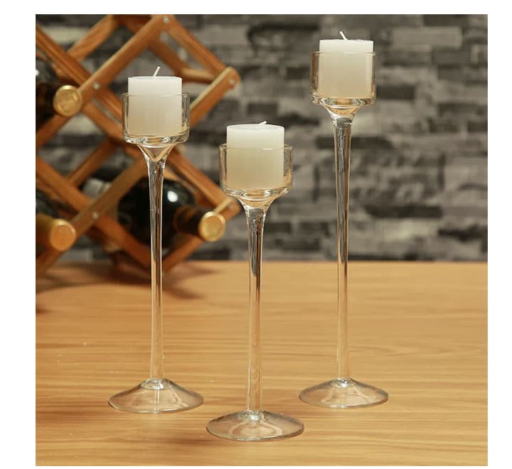 3 Piece Glass Candle Stand