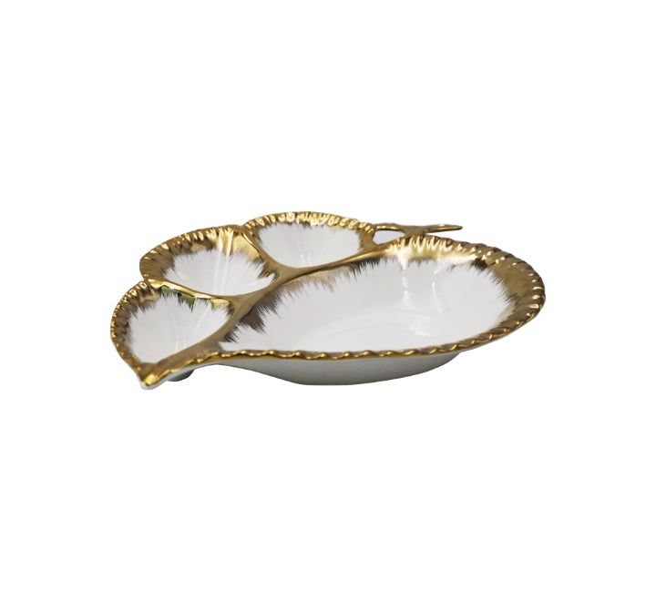 4 Division Ceramic Snack Serving Platter -30x29cm