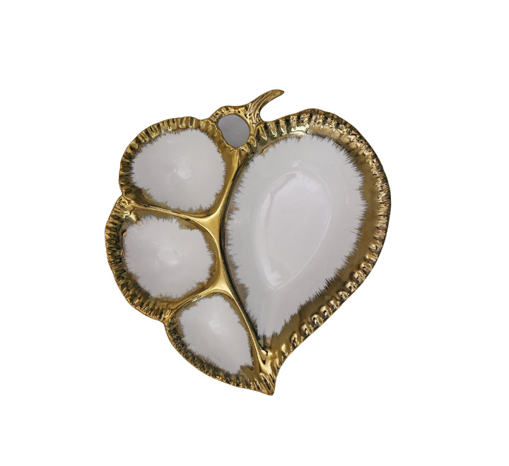 4 Division Ceramic Snack Serving Platter -30x29cm