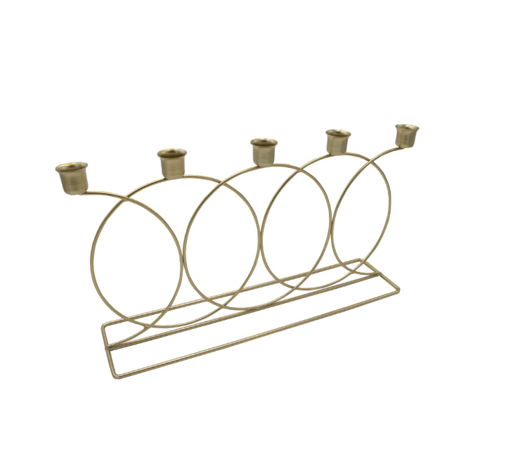 5 Holder Candle Stand Gold - 23cm