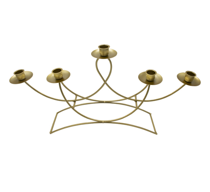 5 Holder Candle Stand Gold - 28cm