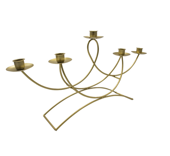 5 Holder Candle Stand Gold - 28cm