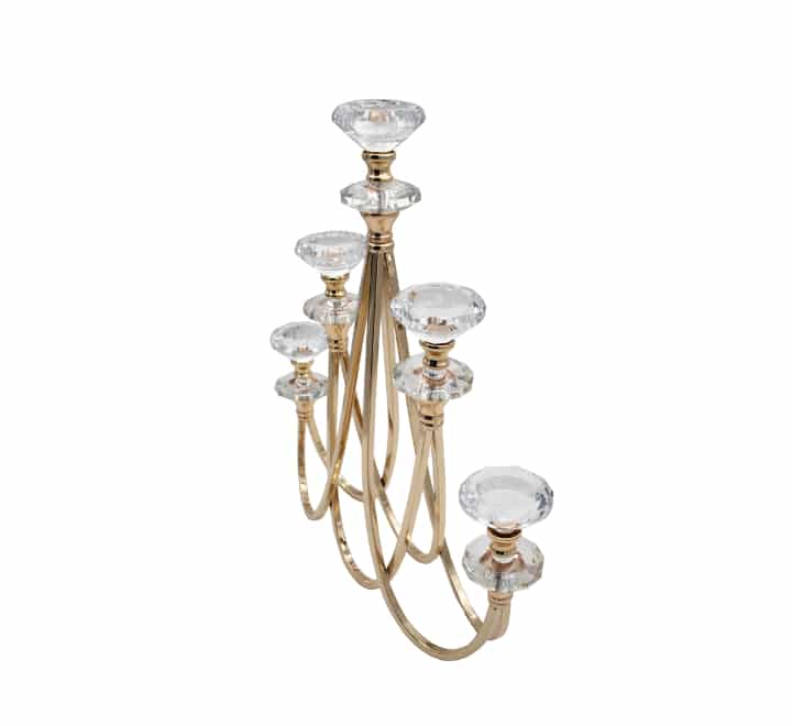 5 Holder Candle Stand Weared Gold