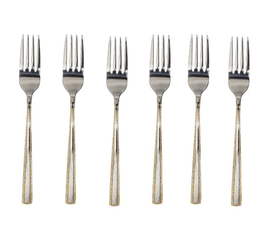 Silver Forks with Golden Edge - Set of 6