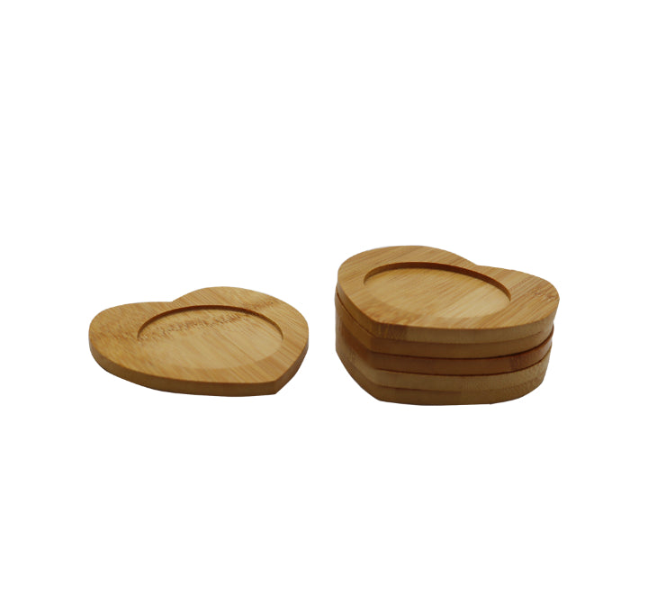 8 Piece Cups with Wooden Coasters on Wooden Tray