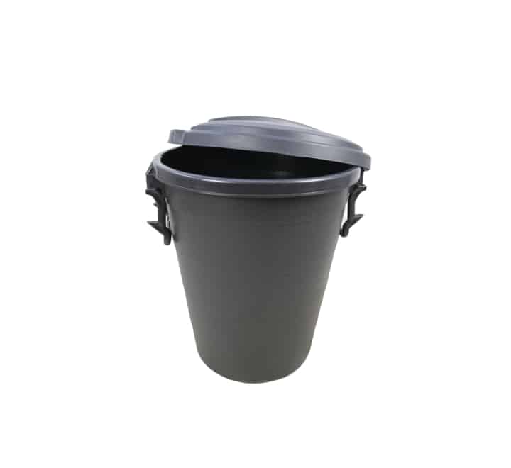 Black Dustbin with Lid 70Lt