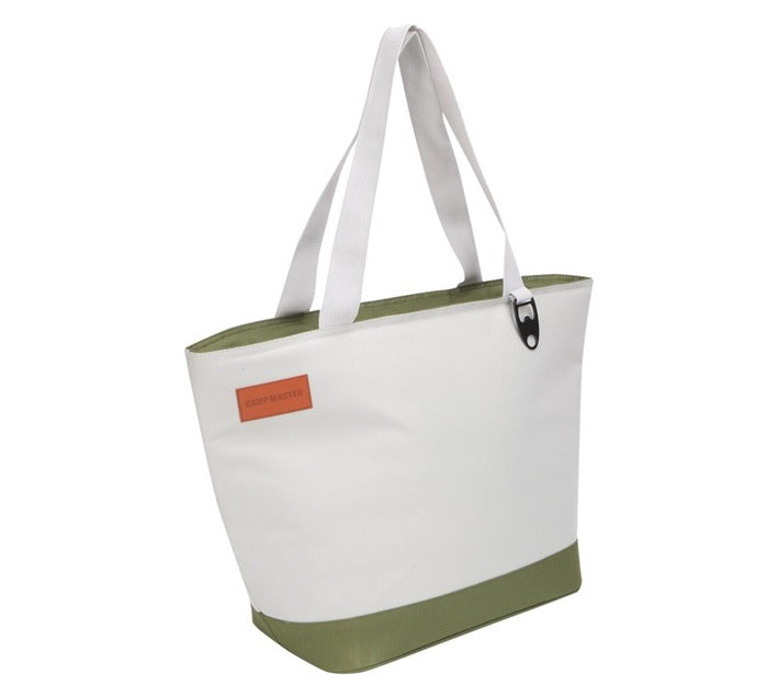 Camp Master Tote Delux Cooler Bag White/Green