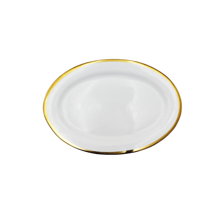 Ceramic Oval Platter with Gold Rim