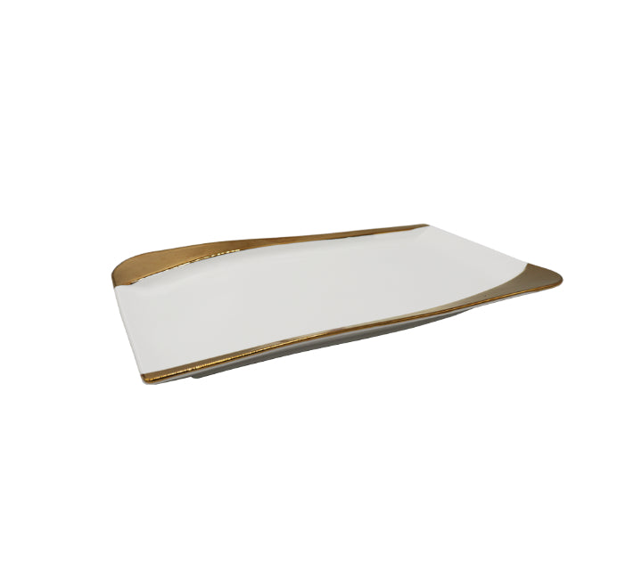 Ceramic Platter White & Rose Gold