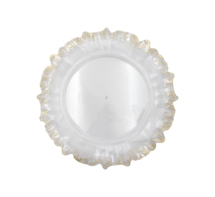 Clear Plastic Underplate Gold Fancy Rim