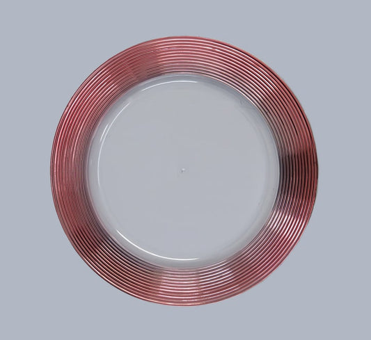 Clear Plastic Underplate with Multi Circle Rose Gold Rim