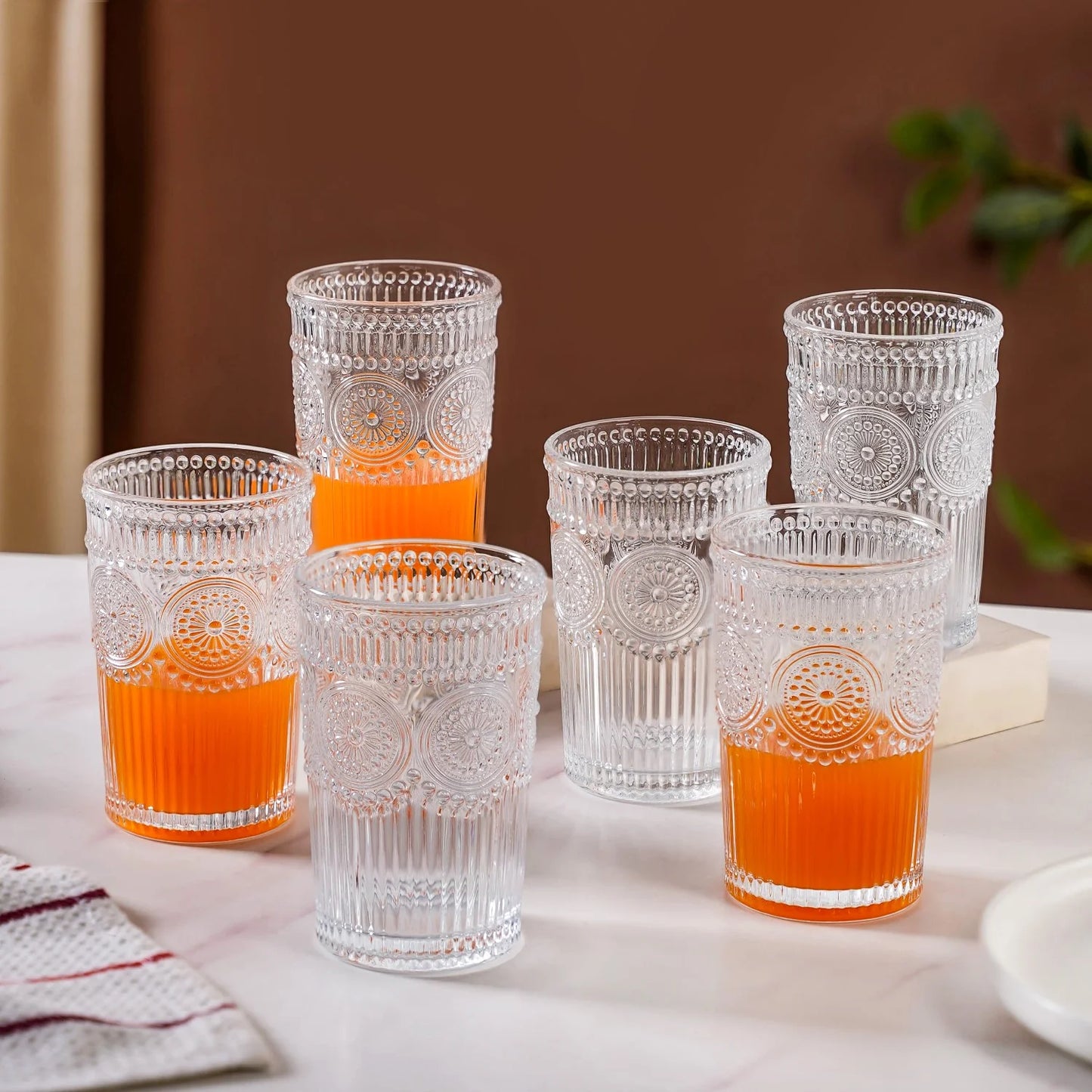 Embossed Water Glasses 6pcs (365ml)
