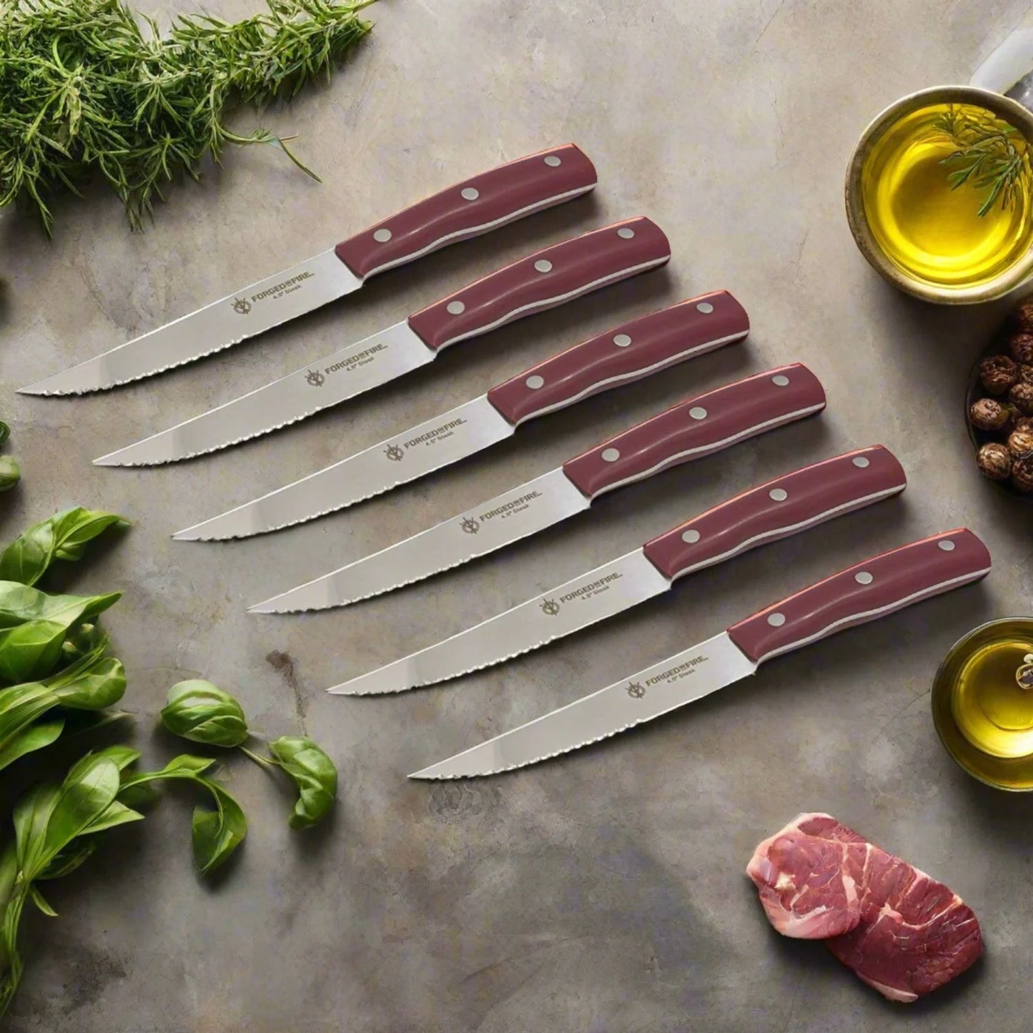 Forged in Fire 30cm Pan & Forged in Fire Steak Knife - 6pc Set