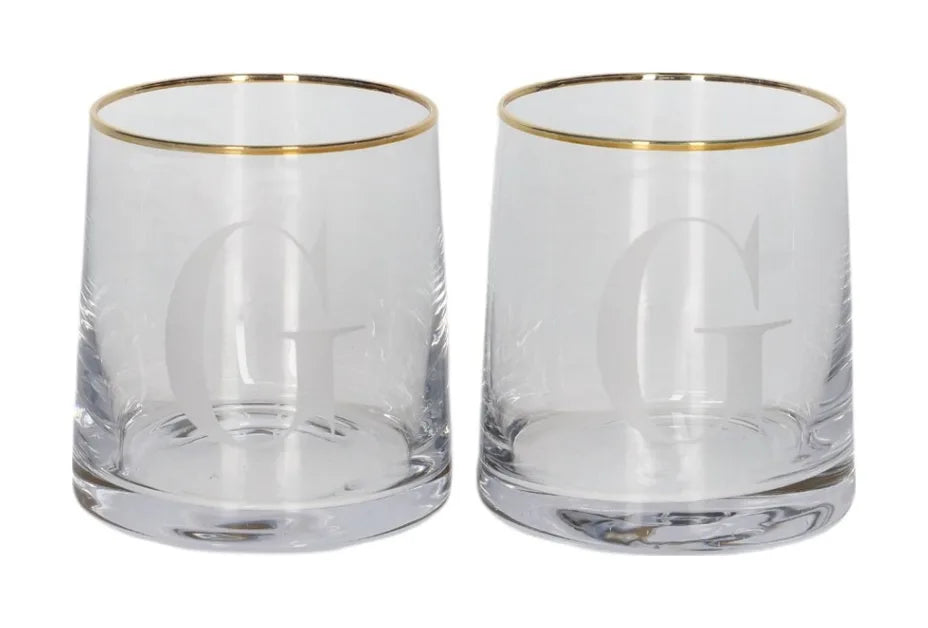 Alphabet Tumbler Glass with Gold Rim (260ml)