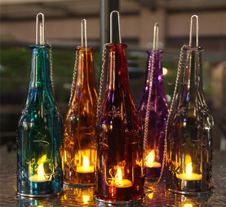 Glass Bottle Candle Stand