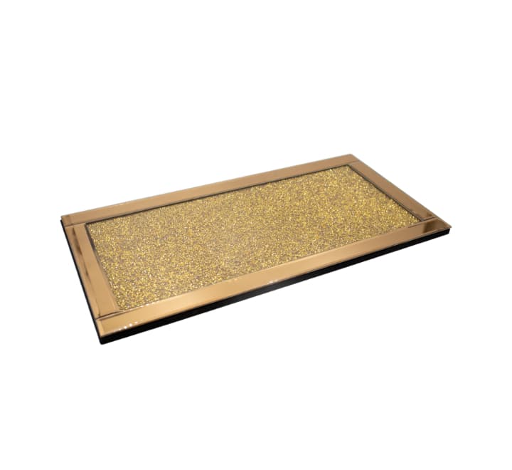 Glass Mirror Tray Rose Gold -48x24cm