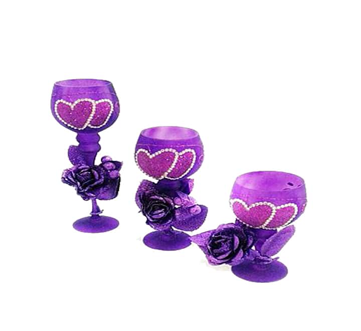 Glass Vase 3 Piece Set - Hearts