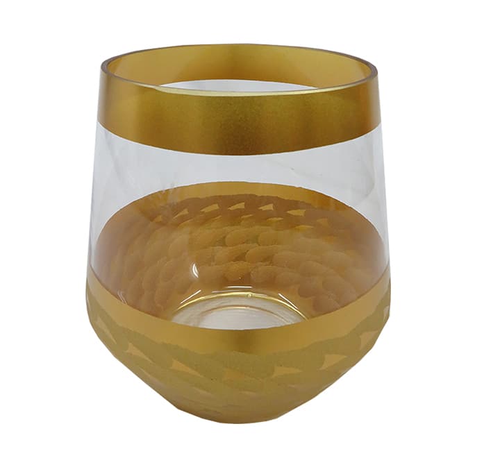 Glass Vase Clear with Gold Trimming