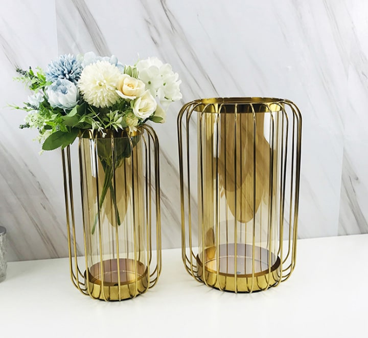 Gold Candle Stand with Glass