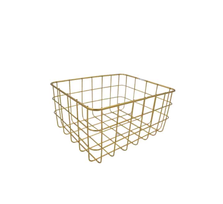 Gold Metal Rectangular Basket - 25x21x12cm