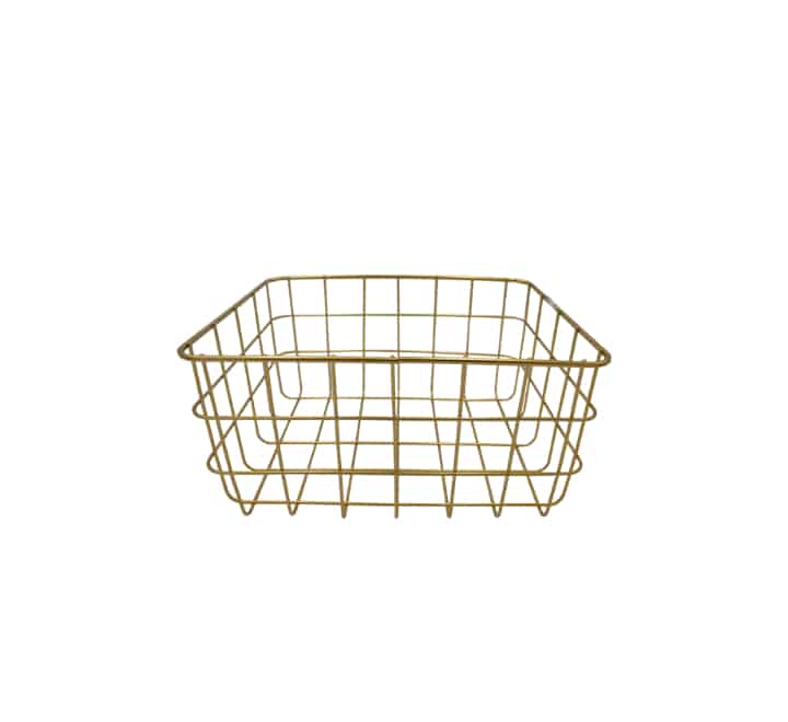 Gold Metal Rectangular Basket - 25x21x12cm