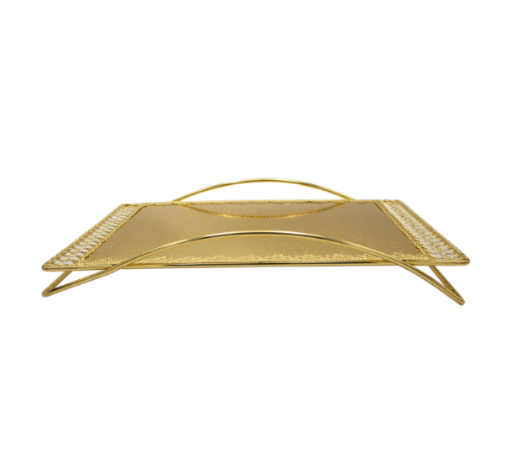 Gold Metal Tray - 48x27x8cm
