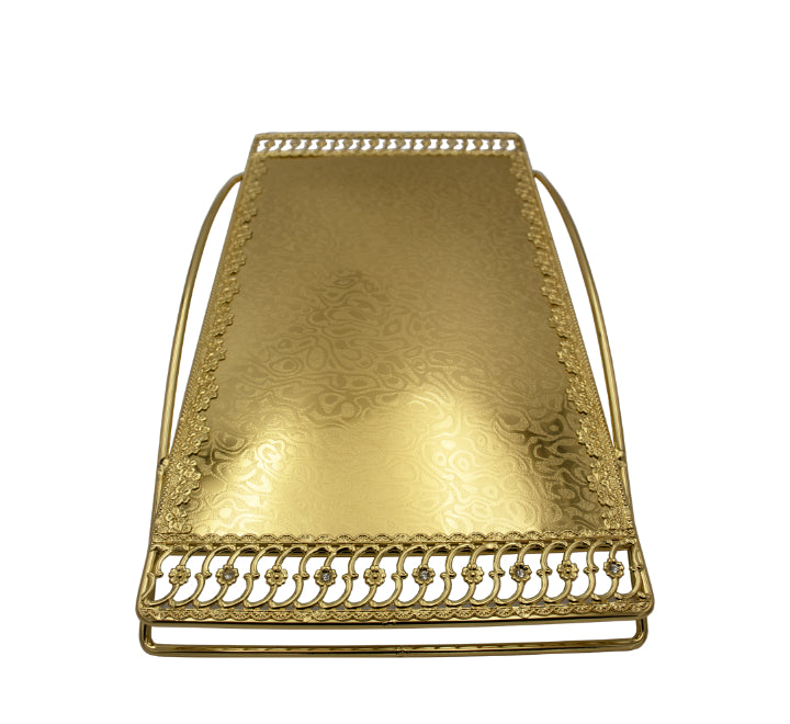 Gold Metal Tray - 48x27x8cm