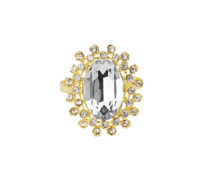 Gold Napkin Ring with Faux Gem