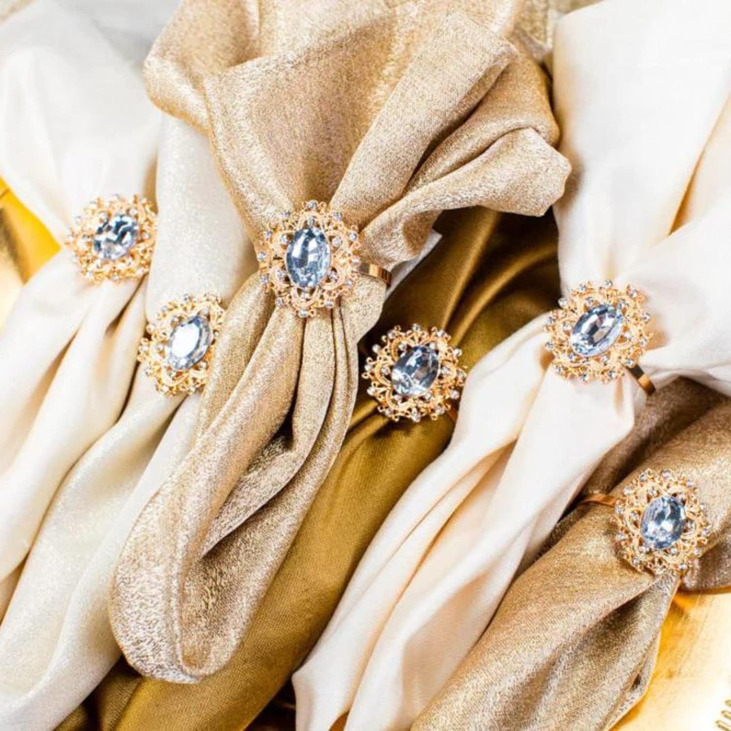 Gold Napkin Ring with Faux Gem