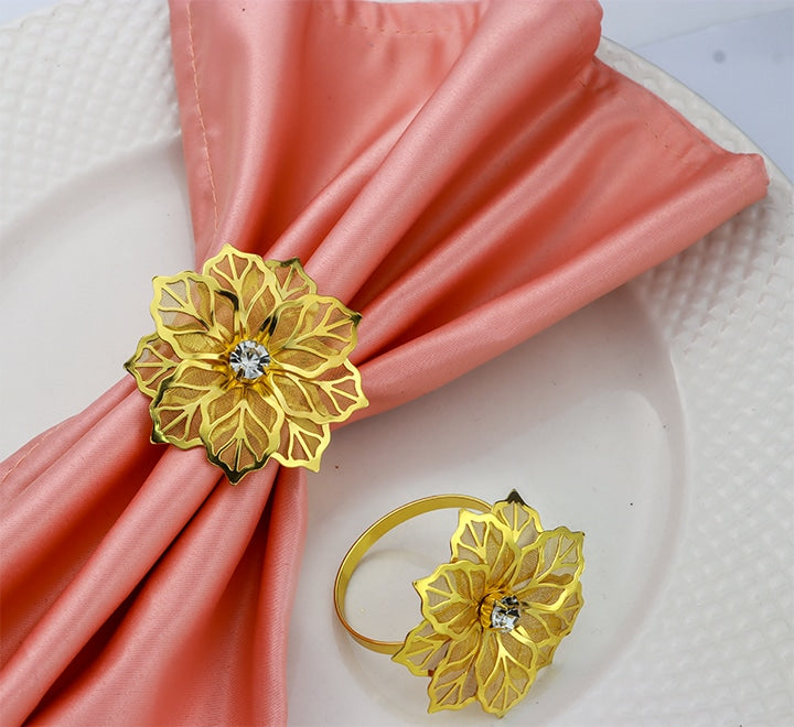 Gold Napkin Ring with Leaf Motive