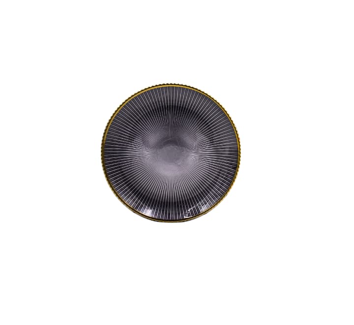 Gold Rim Black Glass Side Plate 20cm