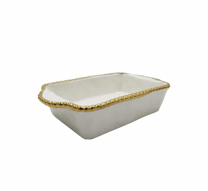 Gold Rim Ceramic Serving Dish - 23cm
