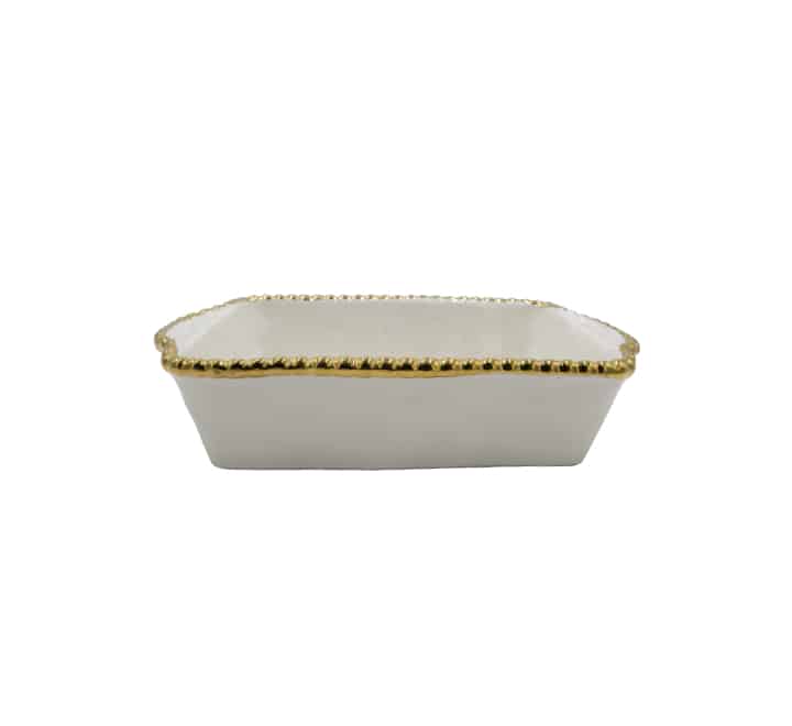 Gold Rim Ceramic Serving Dish - 23cm