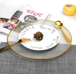 Gold Rim Glass Dinner Plate 27cm