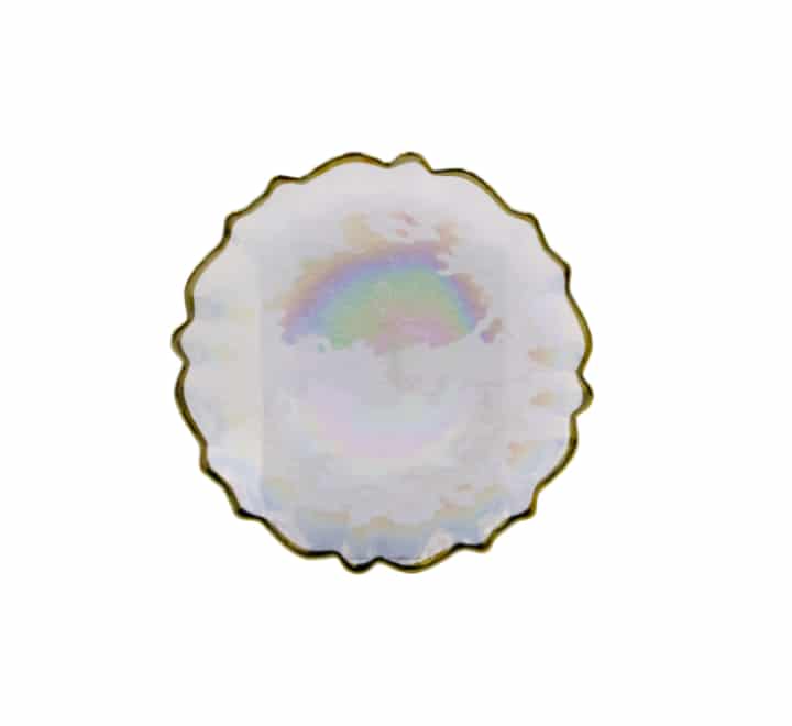 Gold Rim Glass Dinner Plate 28cm - Rainbow Color