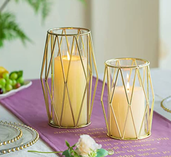 Gold Candle Stand with Glass Insert