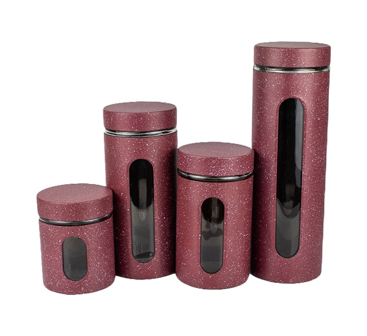Granite Pattern Glass Canister Set 4 Piece