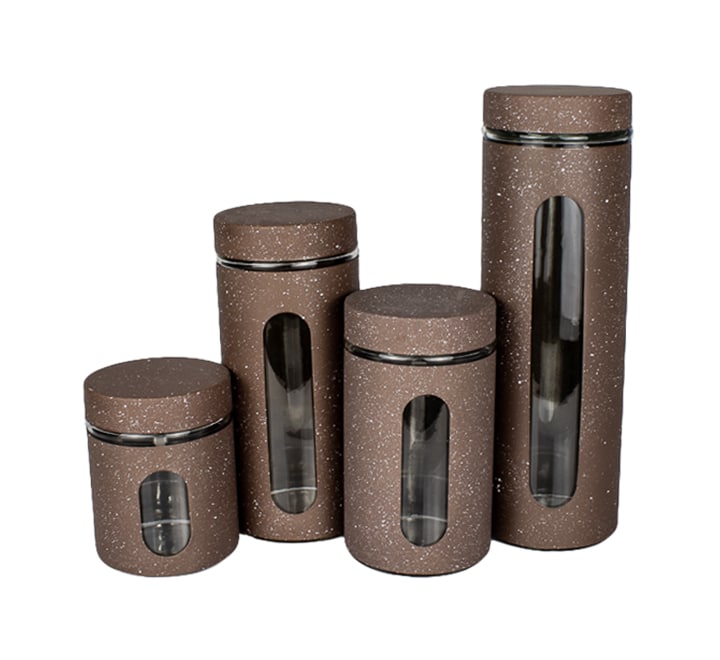 Granite Pattern Glass Canister Set 4 Piece