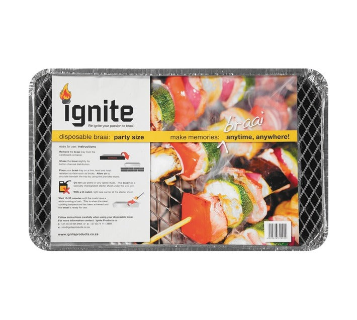 Ignite Party Disposable Braai 490 x 290 mm Charcoal