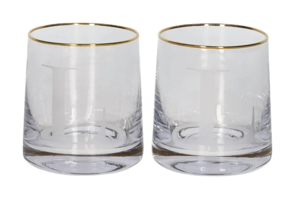 Alphabet Tumbler Glass with Gold Rim (260ml)