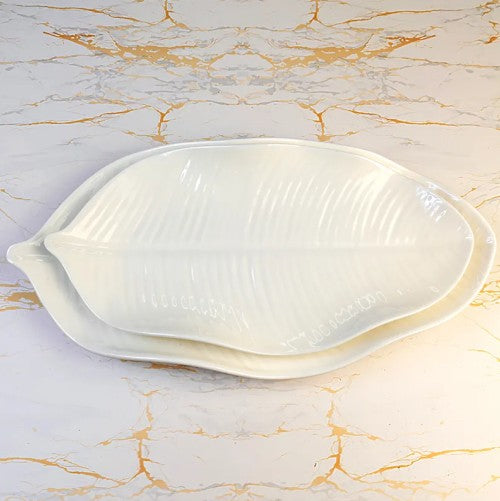 Leaf Platter White Large - 38cm