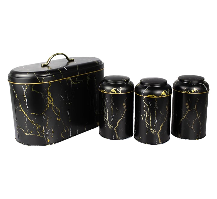 Marble Pattern Bread Bin With Canister Set