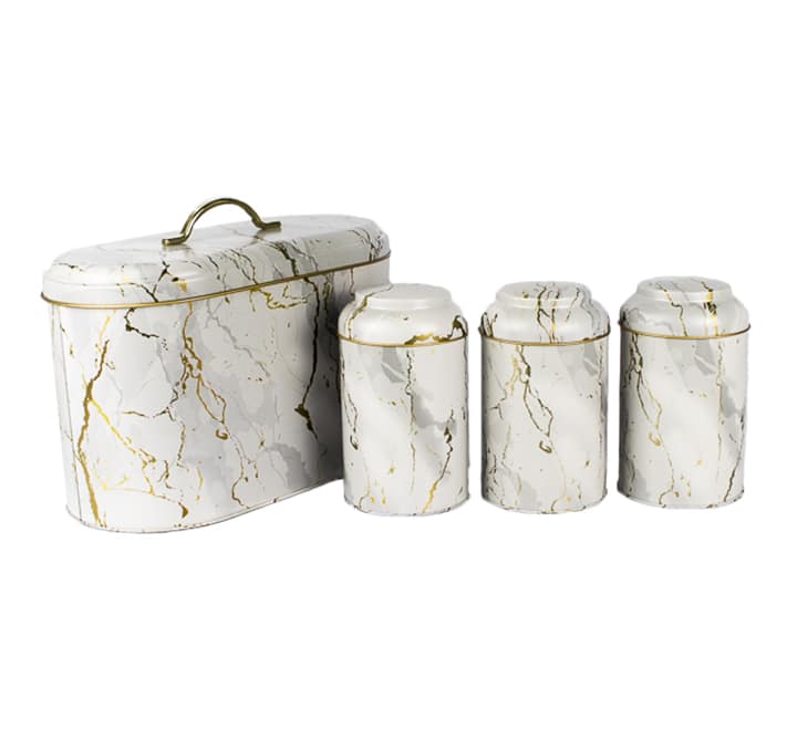 Marble Pattern Bread Bin With Canister Set