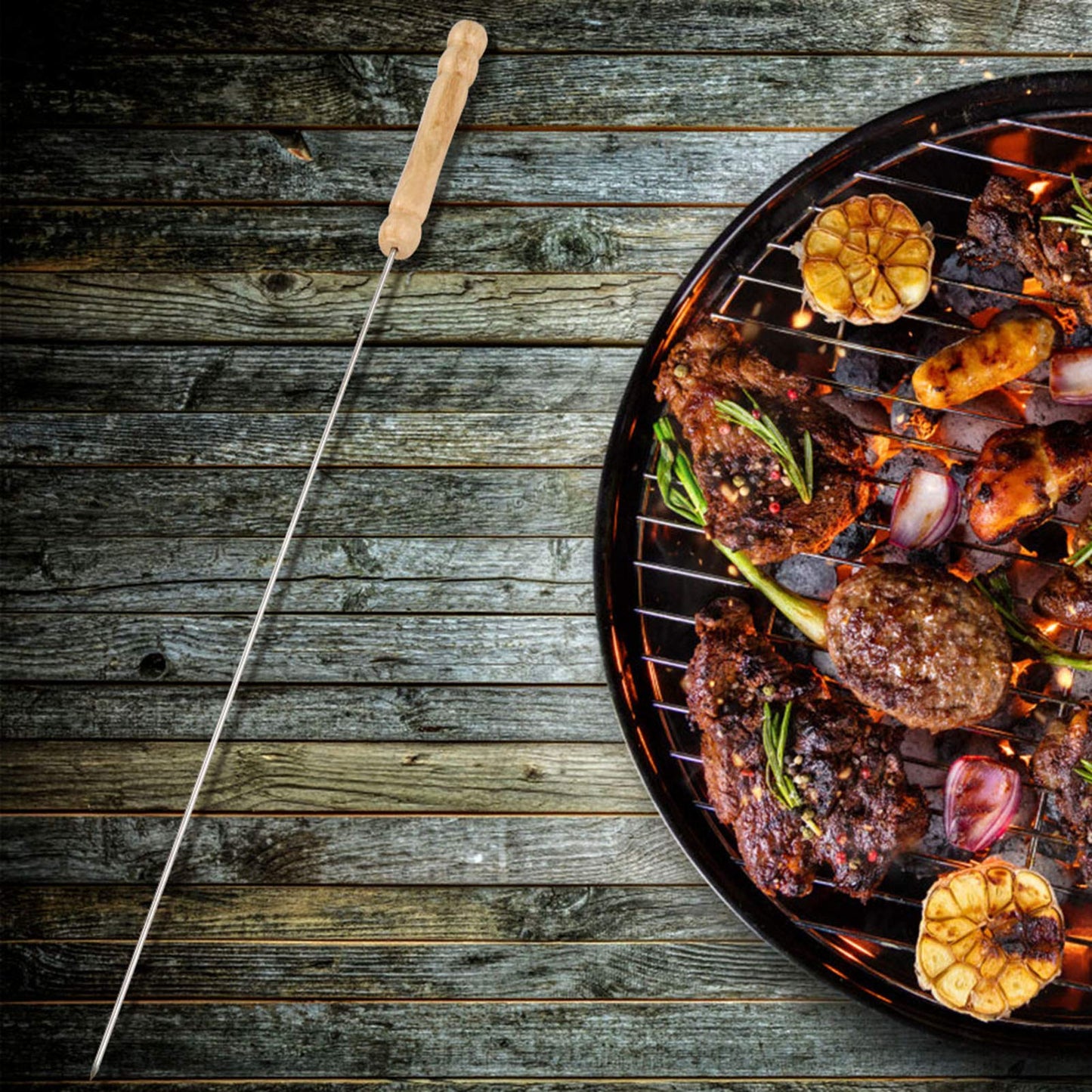 Megamaster 2 Piece Stainless Steel Skewers Brown and Sliver